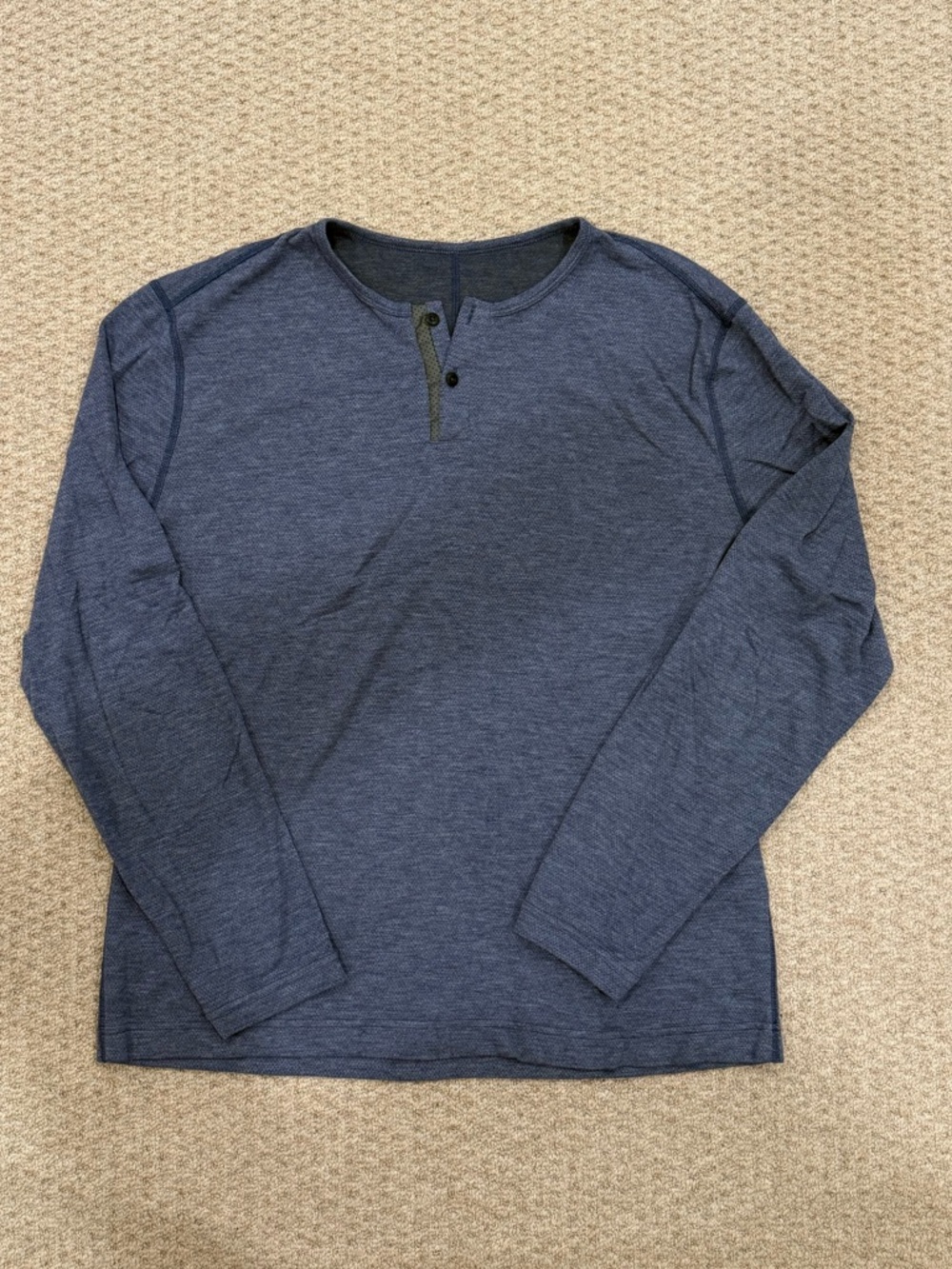lululemon athletica Men's Long Sleeve Henley - Heather Navy